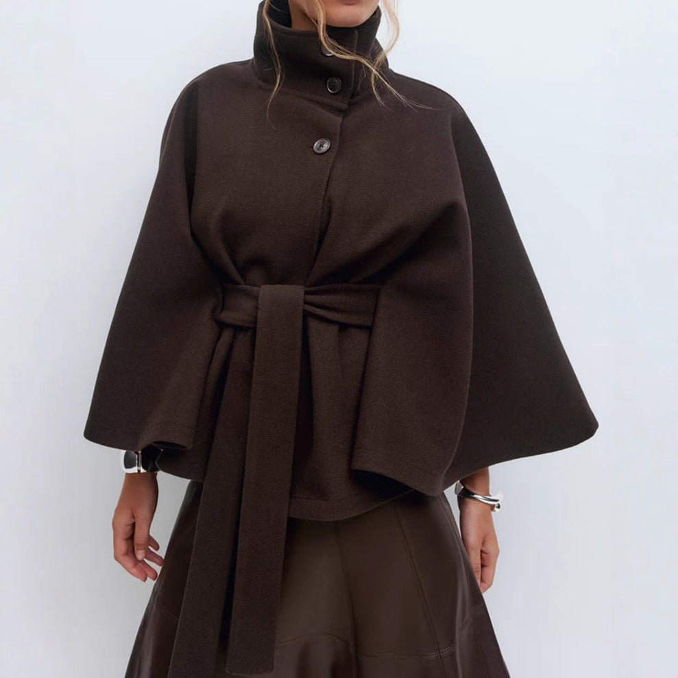 Women's cape coat with open front and arm openings