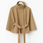 Women's cape coat with open front and arm openings