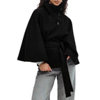 Women's cape coat with open front and arm openings
