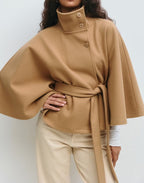 Women's cape coat with open front and arm openings