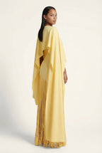 Women's cape sleeve maxi wedding guest dress
