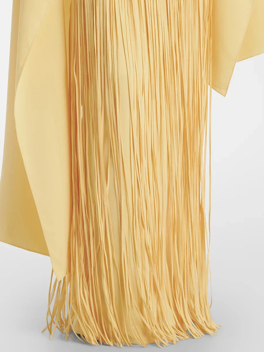Women's cape sleeve maxi wedding guest dress