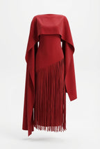 Women's cape sleeve maxi wedding guest dress
