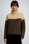 Women's chevron knit turtleneck sweater