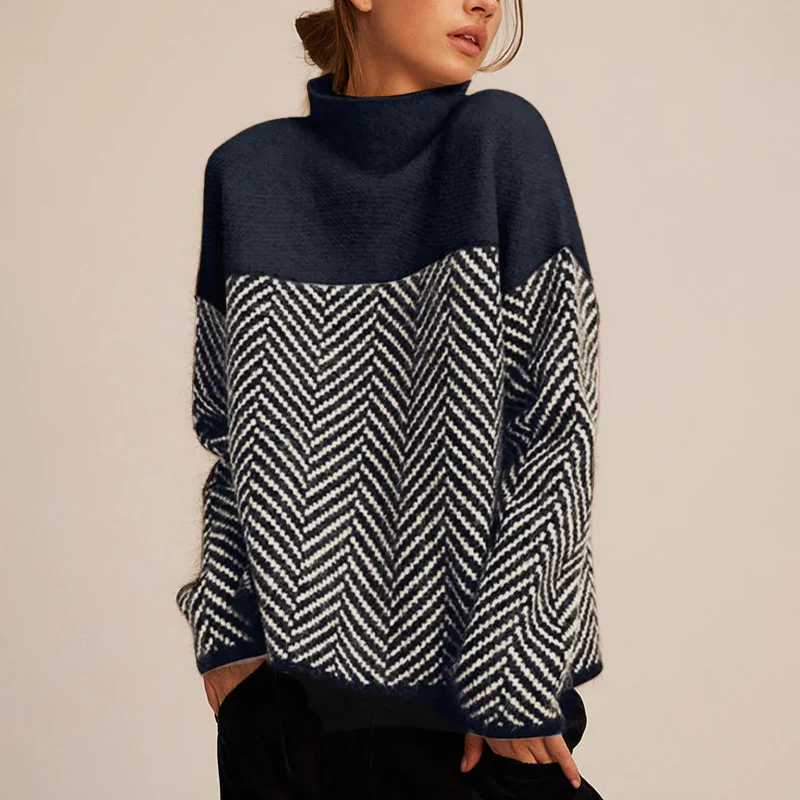 Women's chevron knit turtleneck sweater