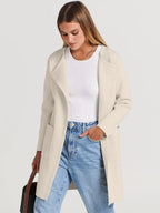 Women's coatigan with lapel collar and long sleeves