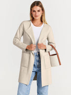 Women's coatigan with lapel collar and long sleeves