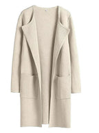 Women's coatigan with lapel collar and long sleeves