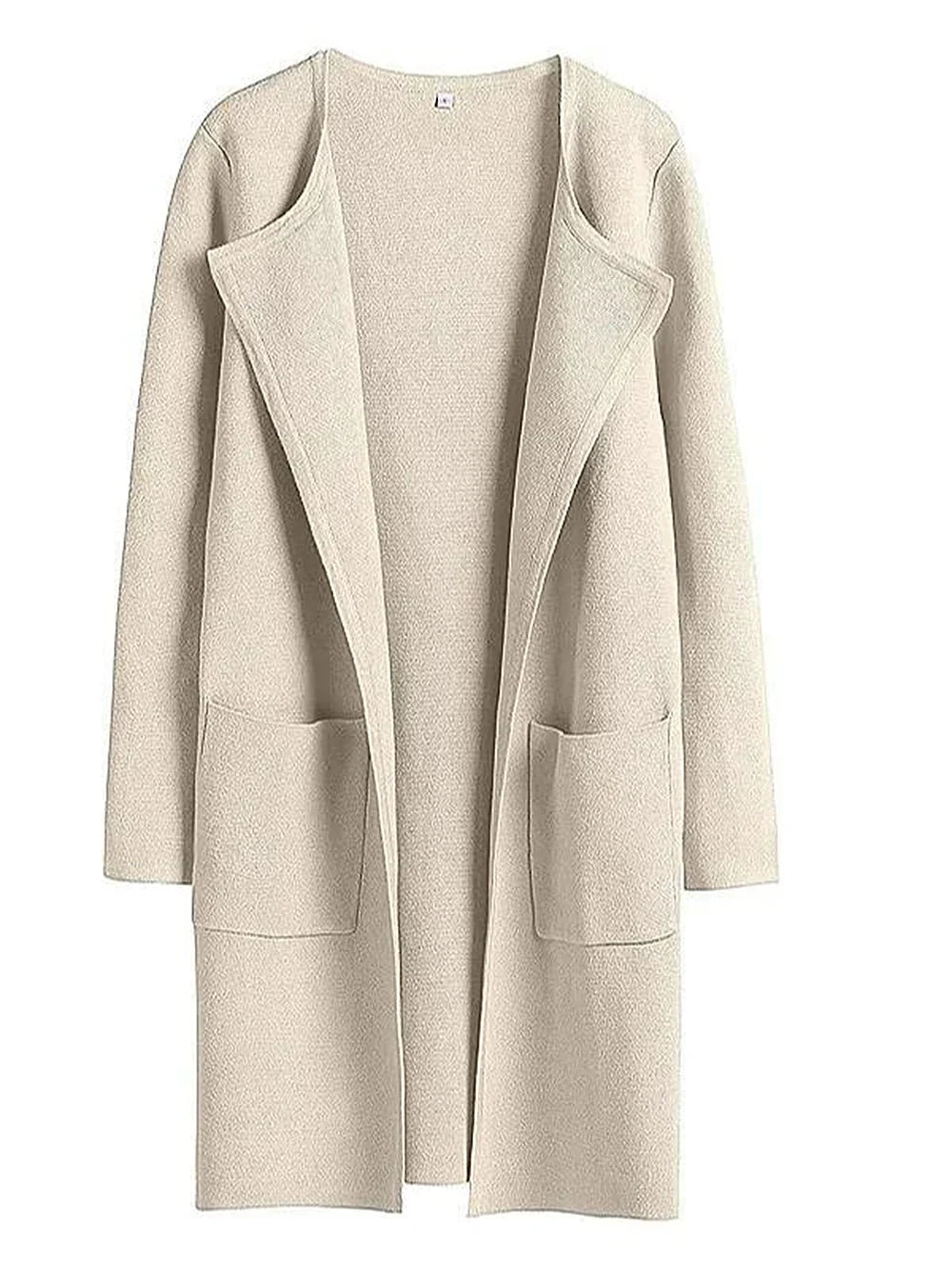 Women's coatigan with lapel collar and long sleeves