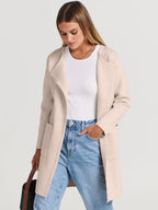 Women's coatigan with lapel collar and long sleeves