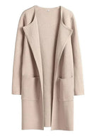 Women's coatigan with lapel collar and long sleeves