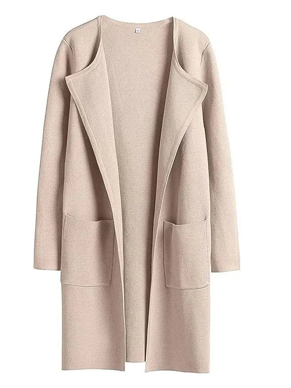 Women's coatigan with lapel collar and long sleeves