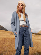 Women's coatigan with lapel collar and long sleeves