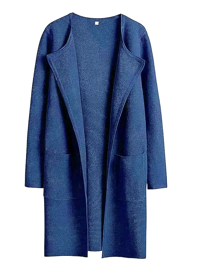 Women's coatigan with lapel collar and long sleeves