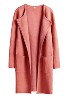 Women's coatigan with lapel collar and long sleeves