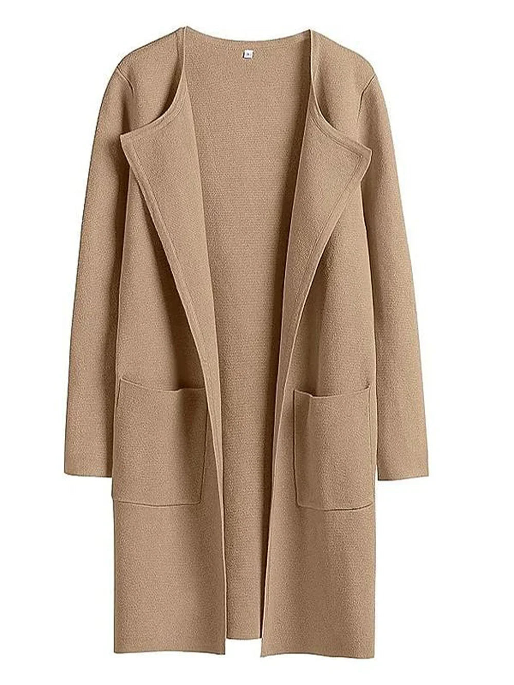 Women's coatigan with lapel collar and long sleeves