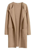Women's coatigan with lapel collar and long sleeves