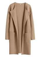 Women's coatigan with lapel collar and long sleeves