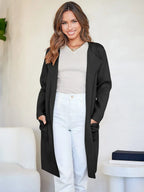 Women's coatigan with lapel collar and long sleeves