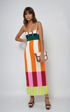 Women's colour block stripe maxi summer dress