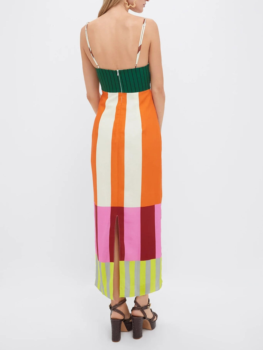Women's colour block stripe maxi summer dress