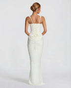 Women's corset maxi dress with draped skirt