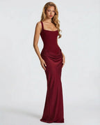 Women's corset maxi dress with draped skirt