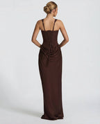 Women's corset maxi dress with draped skirt