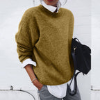 Women's crew-neck sweater with long sleeves
