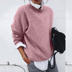 Women's crew-neck sweater with long sleeves