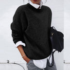 Women's crew-neck sweater with long sleeves