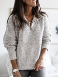 Women's crew-neck sweater with ribbed trim
