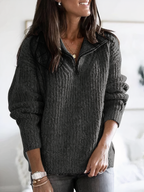 Women's crew-neck sweater with ribbed trim
