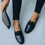 Women's croc-detail penny loafers with rounded toe