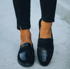Women's croc-detail penny loafers with rounded toe