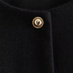 Women's cropped bomber jacket with button front and long sleeves