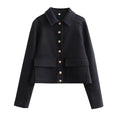 Women's Cropped Bomber Jacket with Button-Up Front and Rib Trim