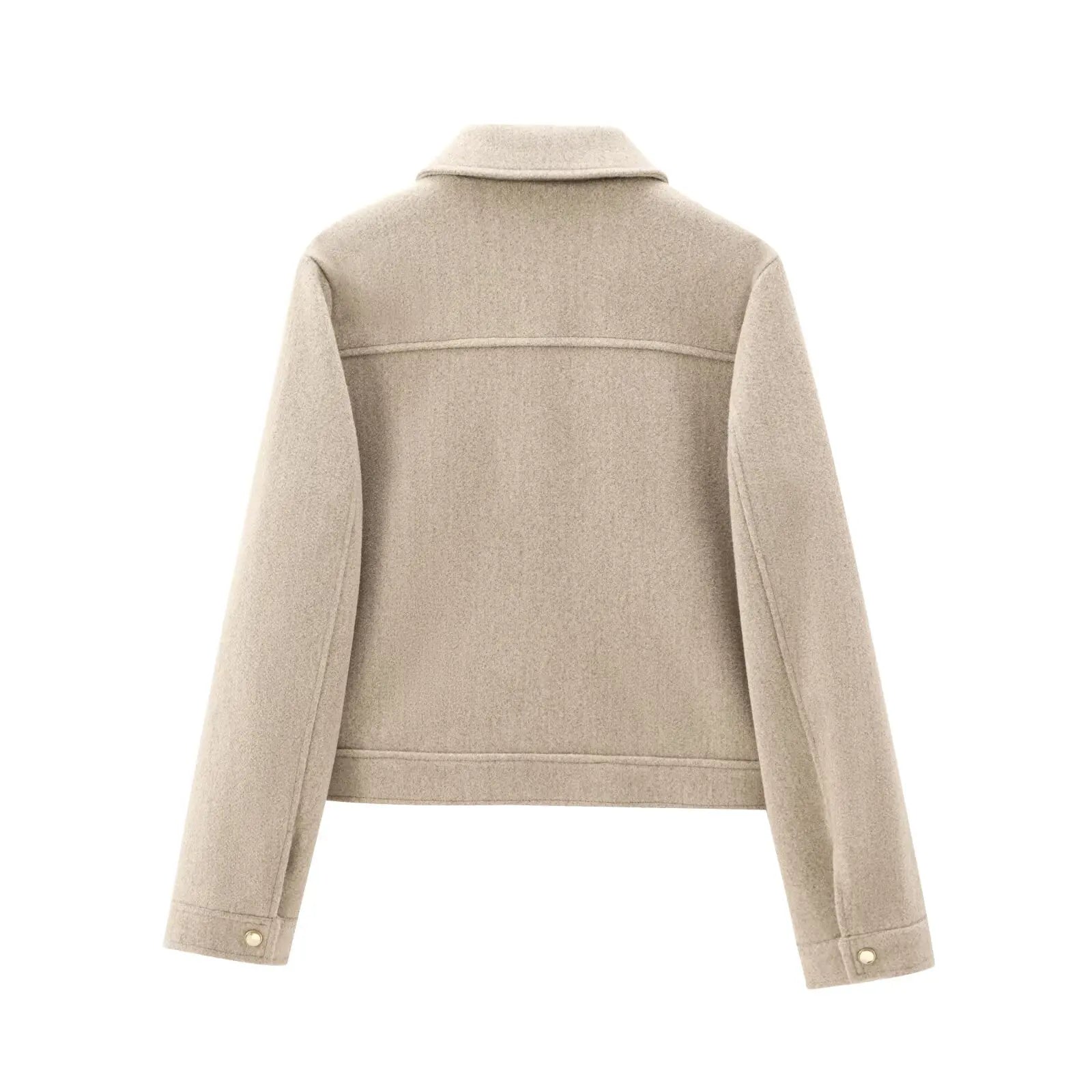 Women's cropped bomber jacket with zip front and long sleeves