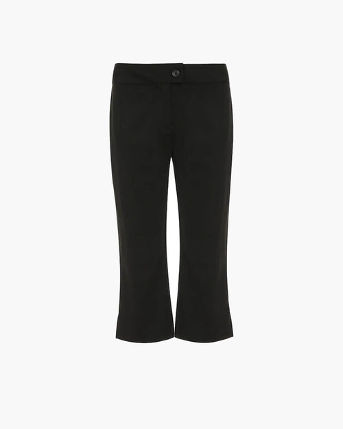 Women's cropped flare capri pants with button waist
