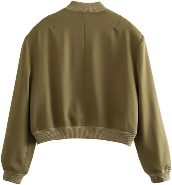 Women's cropped snap-button bomber jacket