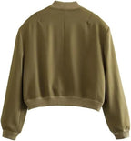Women's cropped snap-button bomber jacket