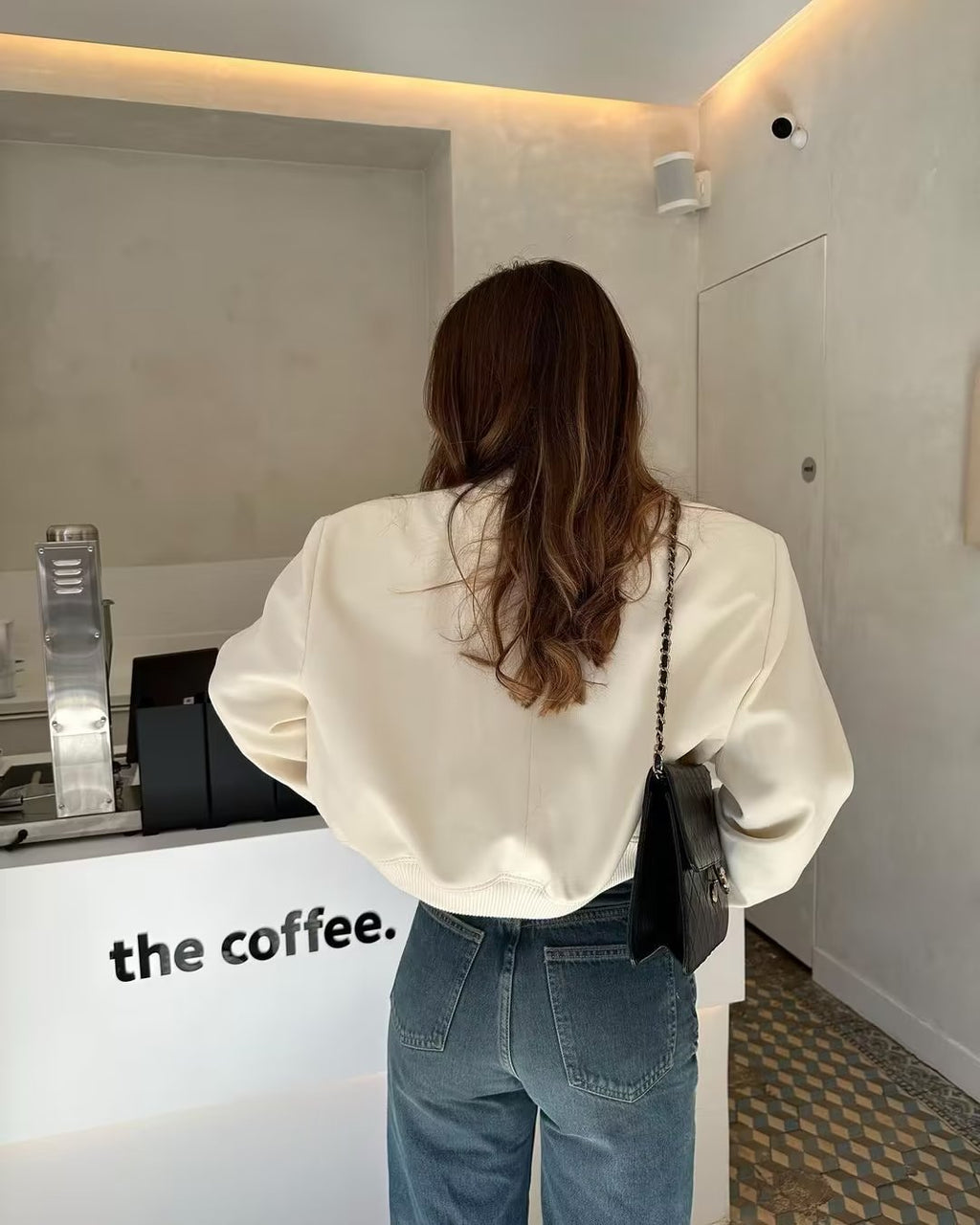 Women's cropped snap-button bomber jacket