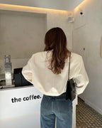 Women's cropped snap-button bomber jacket