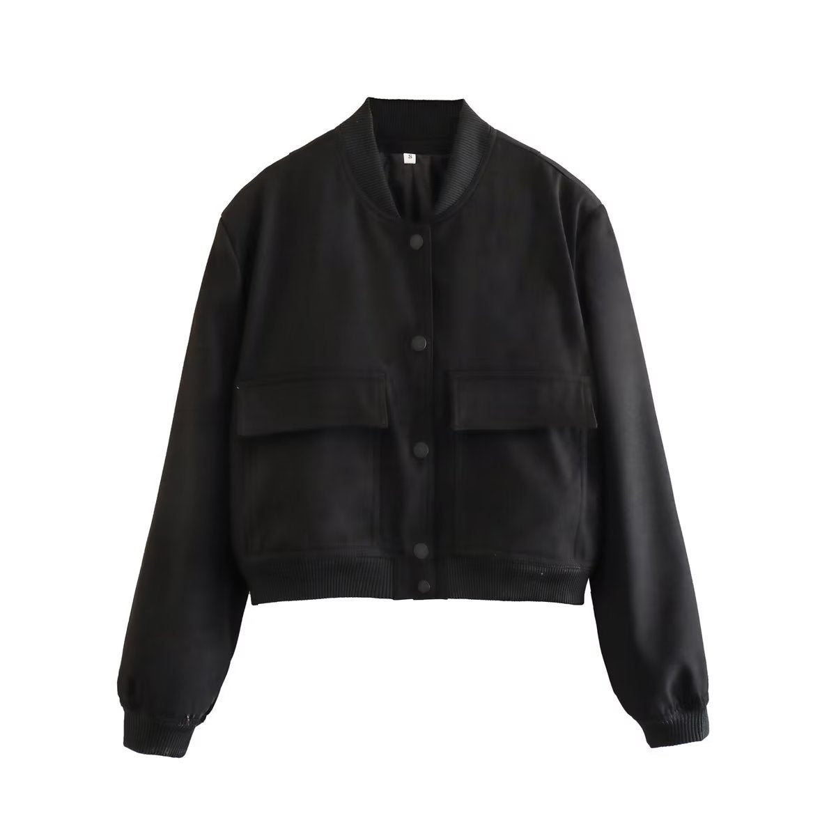 Women's cropped snap-button bomber jacket