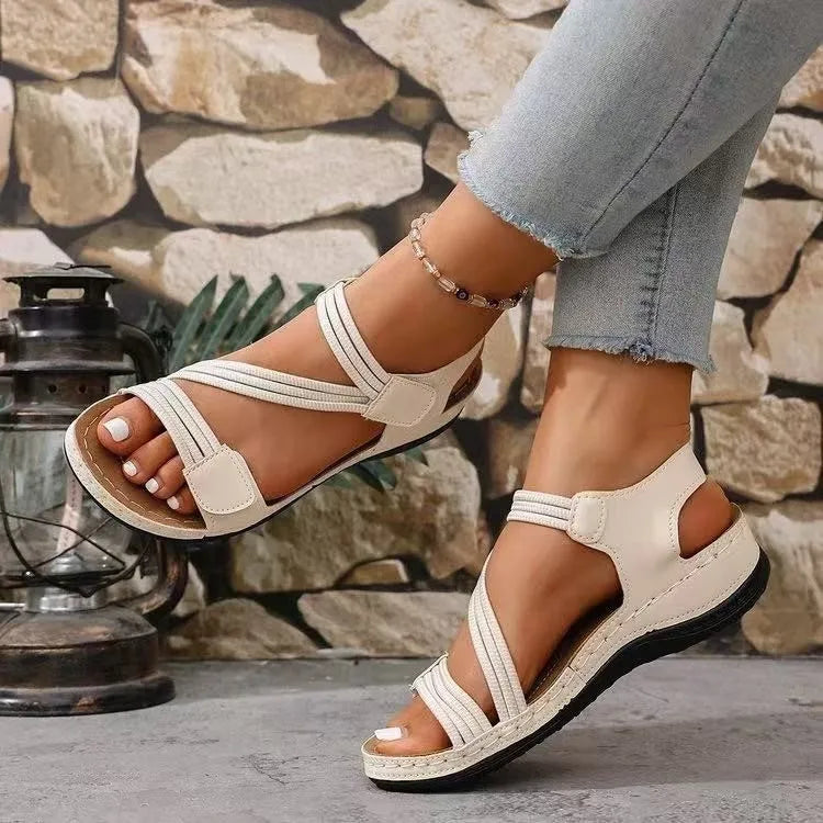 Women's cross strap flat summer sandals
