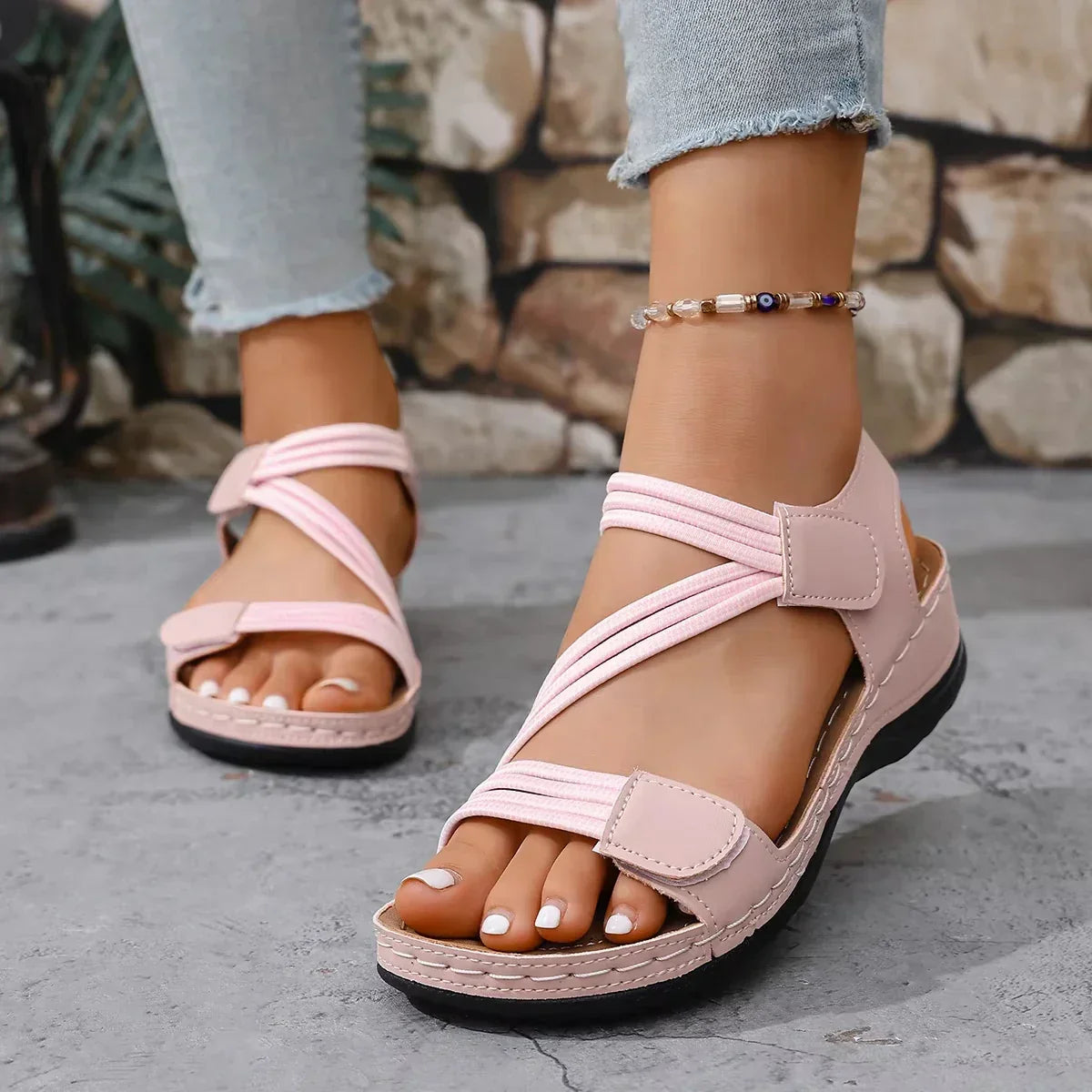 Women's cross strap flat summer sandals