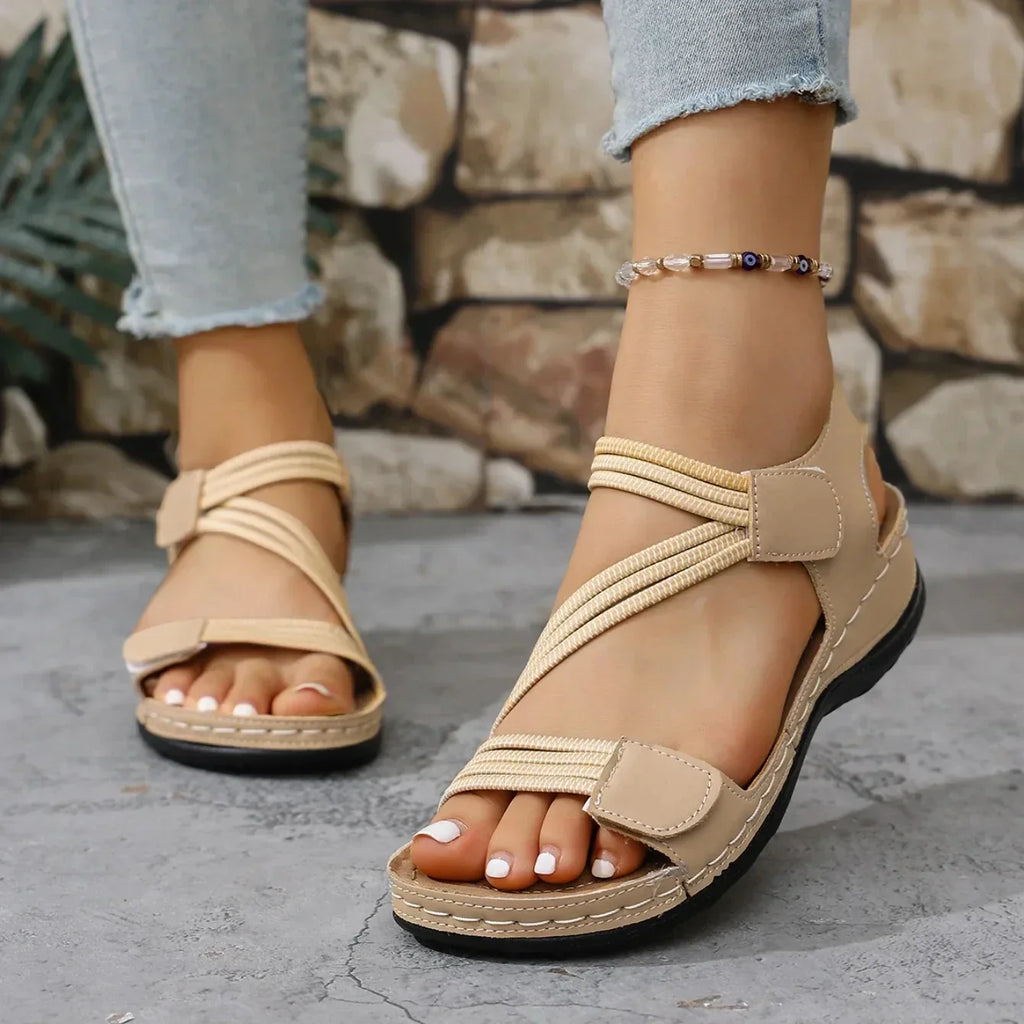Women's cross strap flat summer sandals