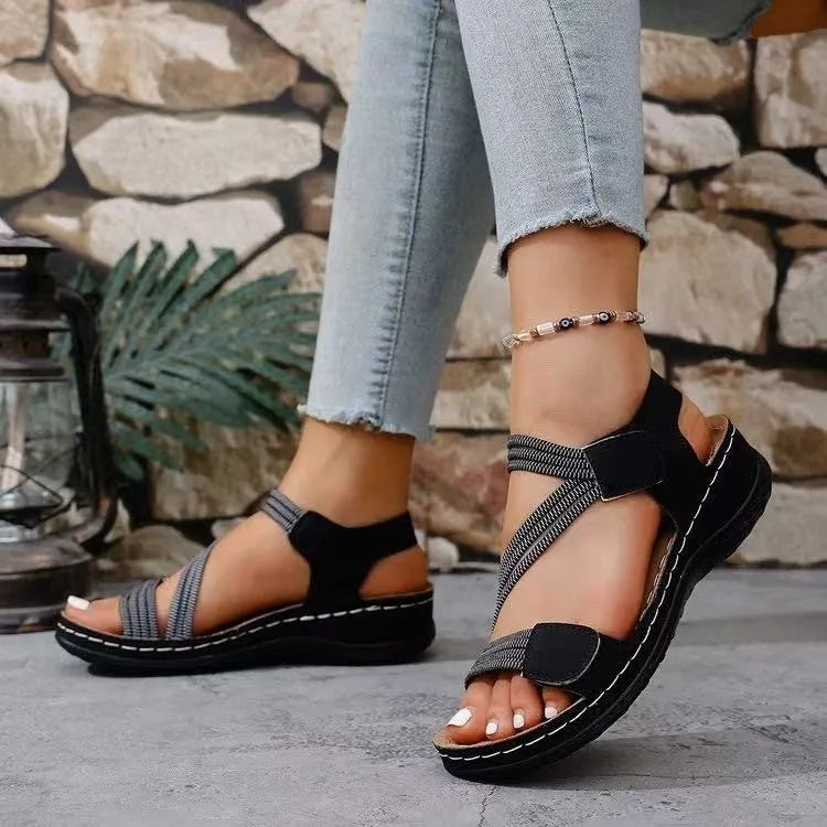 Women's cross strap flat summer sandals