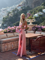 Women's deep V-neck backless maxi evening dress