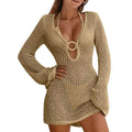 Women's V-neck flare sleeve mini summer dress
